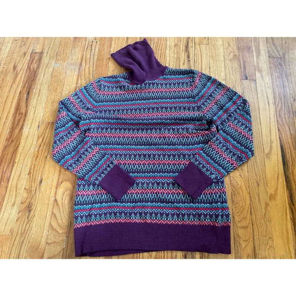 L.L. Bean Sweaters - L.L. Bean Fair Isle Icelandic Apres Cotton Cashmere Turtleneck Sweater Size L